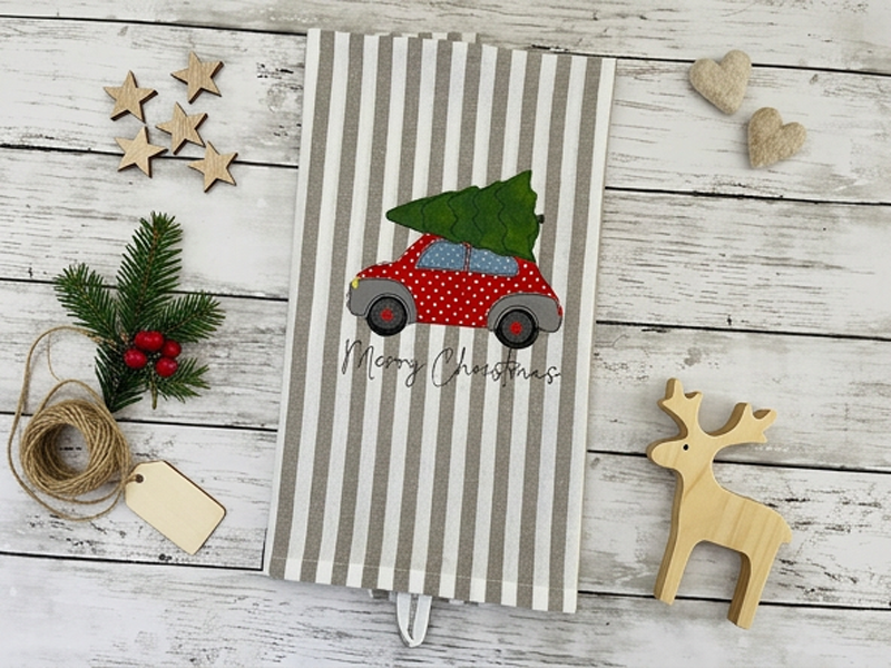 Retro Auto Weihnachts Set - doodle Stickdatei